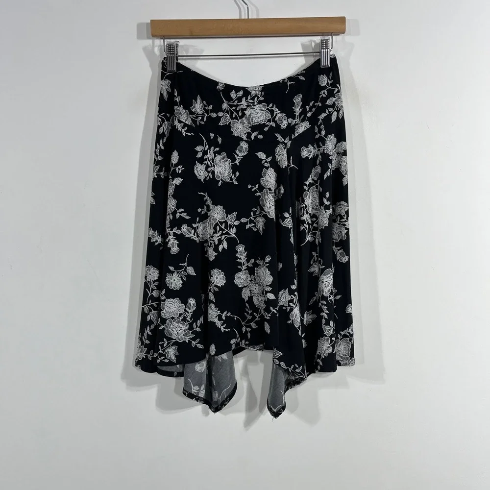 Robbie Bee VTG Fairy Grunge 90s Floral Handkerchief Hem Midi Skirt Small Boho